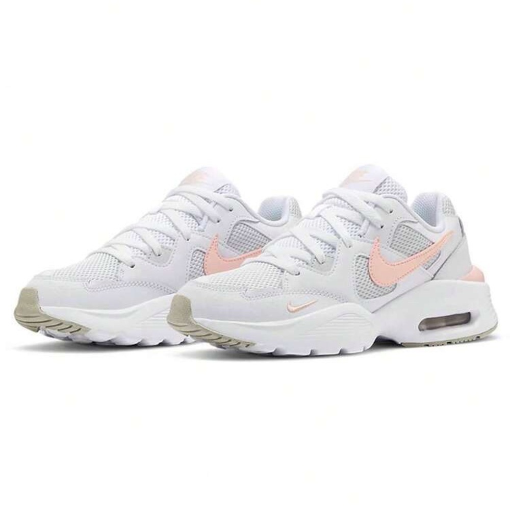 Womens NIKE Air Max White & Pink/Peach Lace Up Running Sneakers Sz 10